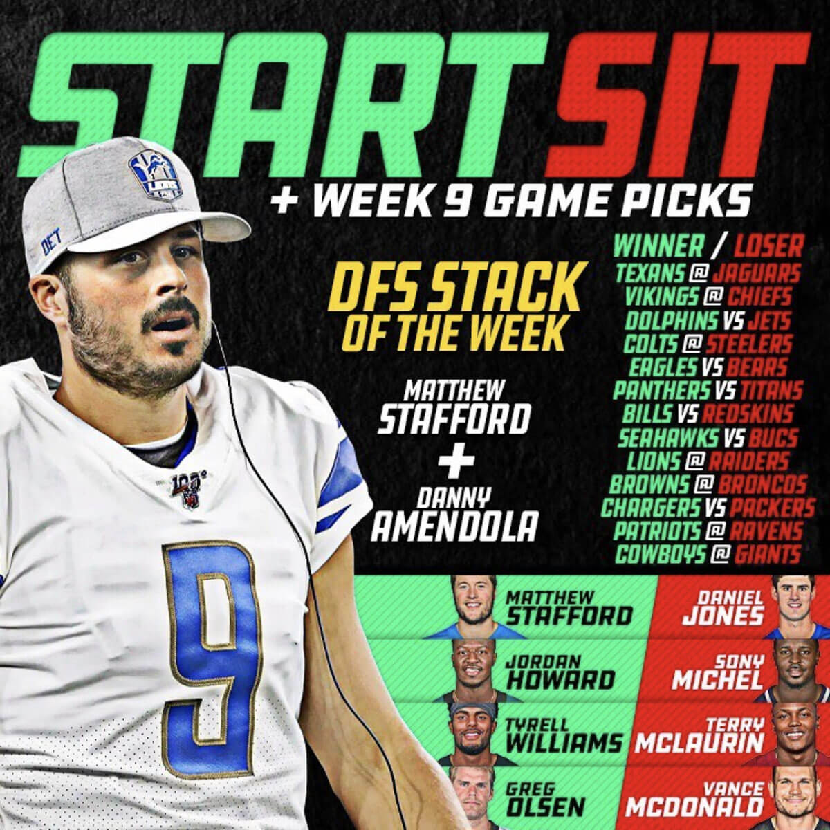 Start Sit Week 9 Game Picks Fantasy Guides Start sit week 9 game picks fantasy guides